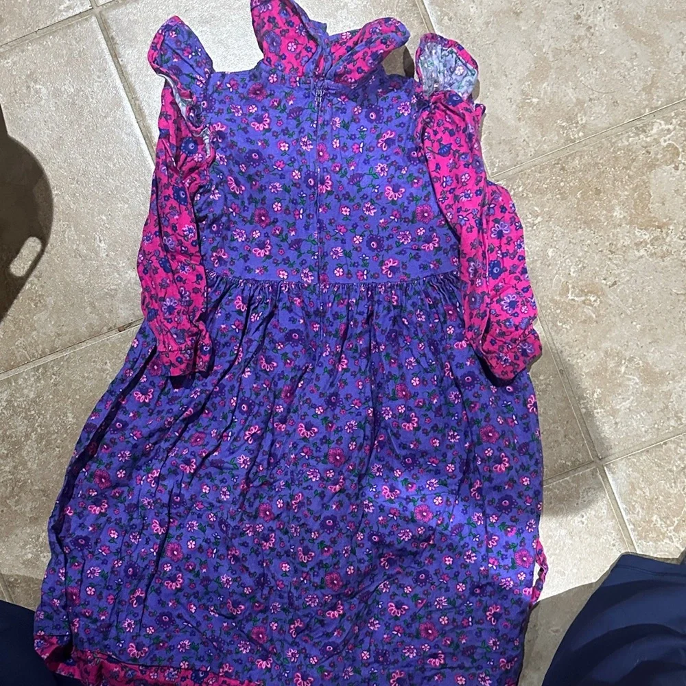 Vibrant Pink and Purple Floral Kids Dress - Picture 3 of 3